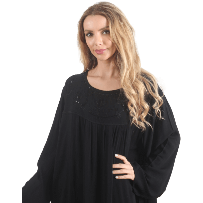 Kaftan Clássico Lady Black Frisado